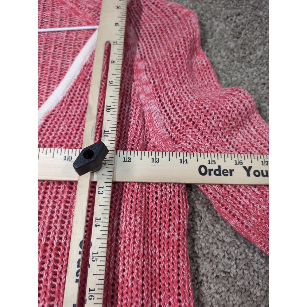 Tommy Bahama Womens Coral Pink White Marled Open Knit V-Neck Hoodie Sweater S/P‎ - Picture 5 of 7